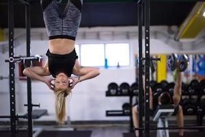 woman doing abs exercises photo