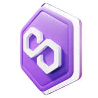 Polygon MATIC Badge Crypto 3D Rendering png