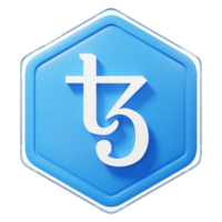 tezos xtz badge crypto aislado sobre fondo blanco tecnología blockchain renderizado 3d png