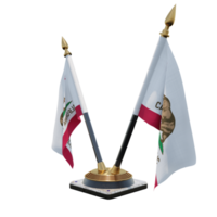 ilustração 3d da califórnia suporte de bandeira de mesa duplo v png