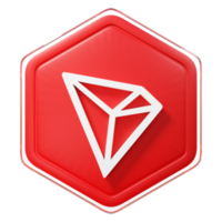 tron trx badge crypto isolé sur fond blanc technologie blockchain rendu 3d png