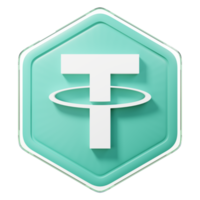 Tether usdt badge crypto aislado sobre fondo blanco tecnología blockchain renderizado 3d png