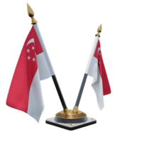 Singapore 3d illustratie dubbele v bureau vlag staan png