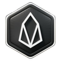 eos eos badge crypto isolé sur fond blanc technologie blockchain rendu 3d png