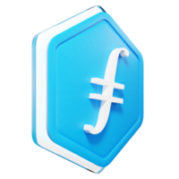 filecoin fil insigne crypto rendu 3d png