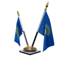 Commonwealth of Nations ilustração 3d duplo v suporte de bandeira de mesa png