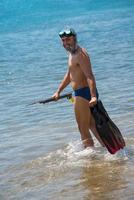 fisherman preparing for underwater fishing photo