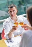 couple having lanch at beautiful restaurant photo