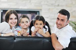 young family at home photo