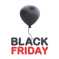 super venta de viernes negro con globo, promoción de navidad y feliz año nuevo, representación 3d. png