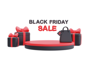 Black Friday Super Sale with podium display and shopping bags, Christmas and Happy New Year promotion, 3d rendering. png