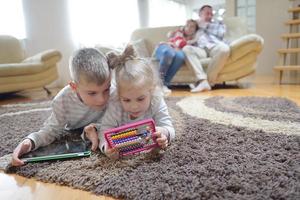 happy young family at home photo