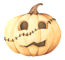 Pumpkin for Halloween. Watercolor illustration. png