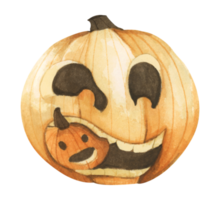 Pumpkin for Halloween. Watercolor illustration. png