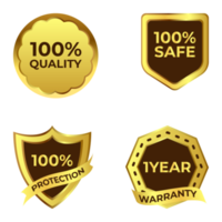 Collection of elegant black and gold badges on a transparent background. Golden sale badge and label PNG image.