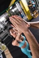 young athletes making high five photo