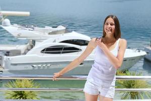 woman on luxury yacht photo