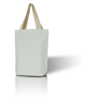 sac en tissu blanc isolé avec sol réfléchissant pour maquette png