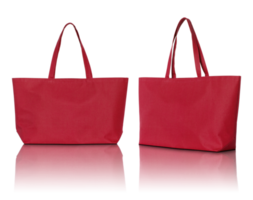bolsa de compras roja aislada con suelo reflectante para maqueta png