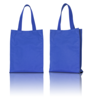 sac en tissu bleu isolé avec sol réfléchissant pour maquette png