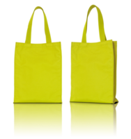 bolsa de tela amarilla aislada con piso reflectante para maqueta png