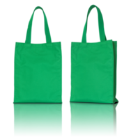 sac en tissu vert isolé avec sol réfléchissant pour maquette png