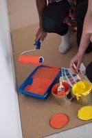 painters prepare color for painting photo