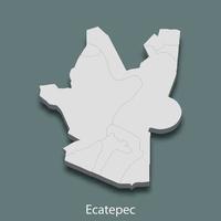 3d isometric map of Ecatepec is a city of Mexico vector