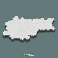 3d isometric map of Krakow is a city of Poland vector