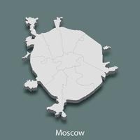 El mapa isométrico 3d de moscú es una ciudad de rusia vector