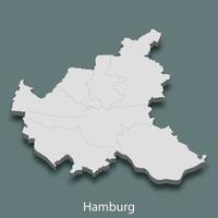 3d isometric map of Hamburg is a city of Germany vector