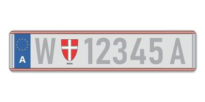 Car number plate. Vehicle registration license of Austria vector