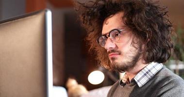 businessman working using a computer in startup office photo