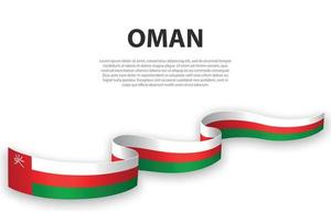 Waving ribbon or banner with flag of Oman vector