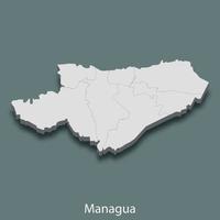 3d isometric map of Managua is a city of Nicaragua vector