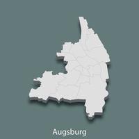 El mapa isométrico 3d de augsburgo es una ciudad de alemania vector