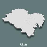 3d isometric map of Ulsan is a city of Korea vector