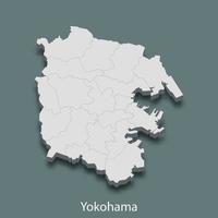 El mapa isométrico 3d de yokohama es una ciudad de japón vector