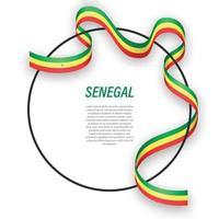 Waving ribbon flag of Senegal on circle frame. Template for inde vector