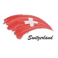 Watercolor painting flag of Switzerland. Brush stroke illustrati vector