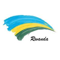 Watercolor painting flag of Rwanda. Brush stroke illustration vector