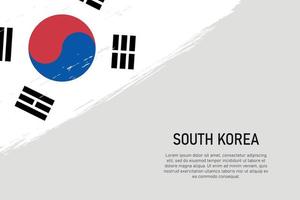 Fondo de trazo de pincel de estilo grunge con bandera de corea del sur vector