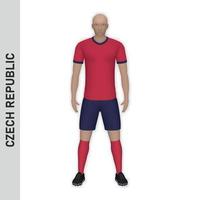 Maqueta de jugador de fútbol realista en 3d. selección de fútbol de la república checa vector