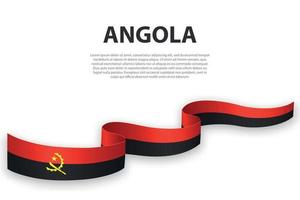 Waving ribbon or banner with flag of Angola vector