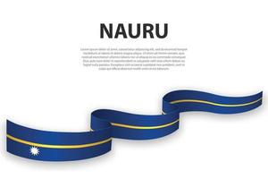 Waving ribbon or banner with flag of Nauru vector