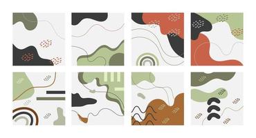 Set of abstract backgrounds. Hand drawn various shapes and doodle objects. Contemporary modern trendy vector illustrations. Every background is isolated. Hand drawn organic shapes.