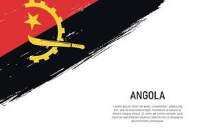 Fondo de trazo de pincel de estilo grunge con bandera de angola vector