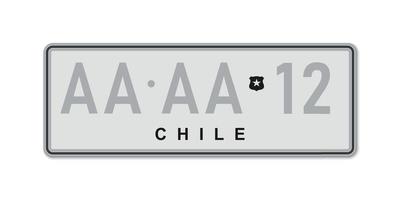 Car number plate . Vehicle registration license of Chile vector