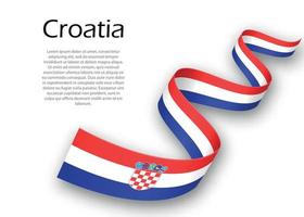 Waving ribbon or banner with flag of Croatia vector