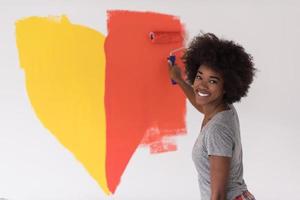 black woman painting wall photo